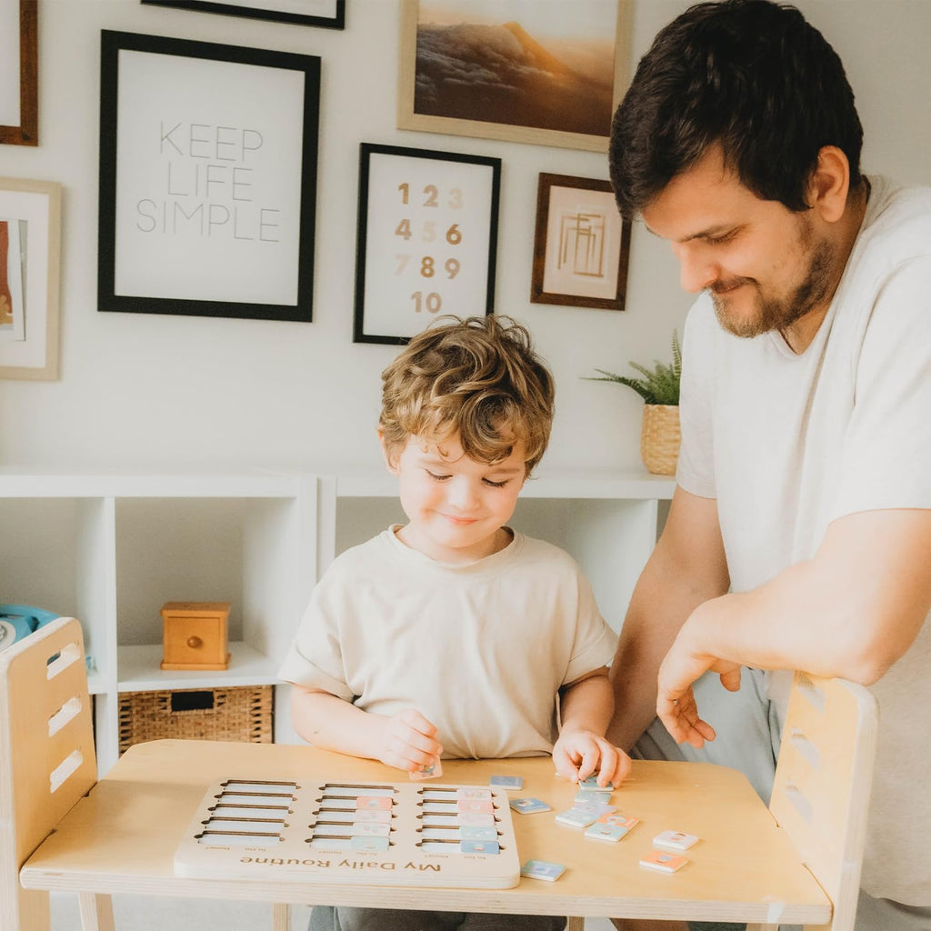 Wooden Toddler Routine Chart Ages 3-6 – Daily & Bedtime Routine Chart, Visual Schedule Board for Kids, Montessori-Inspired Visual Schedule for Kids Daily Routine - view 8