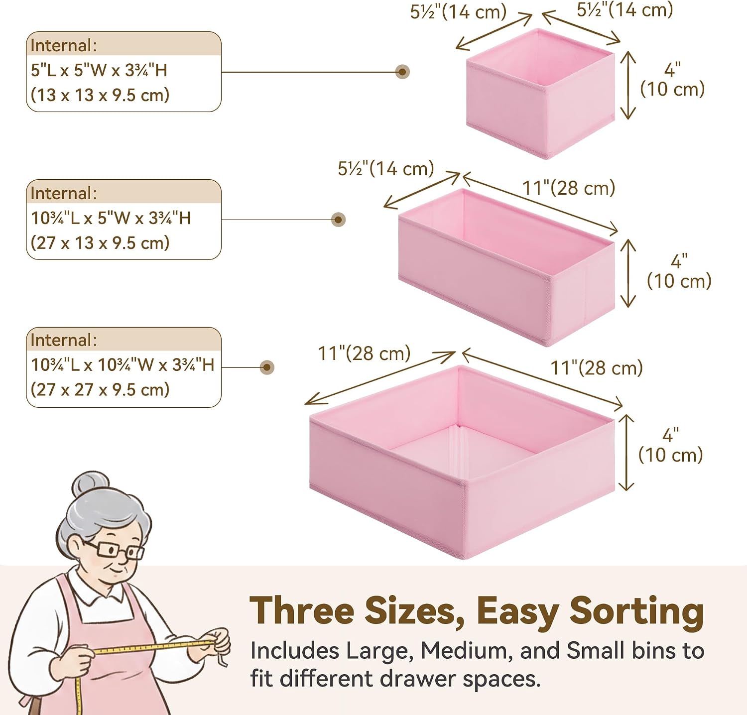 Drawer Organizer Clothes, 12 Pack Dresser Organizer Bins for Nursery, Closet Organization and Storage Dividers for Clothing, Baby Clothes, Underwears, Pink - view 2