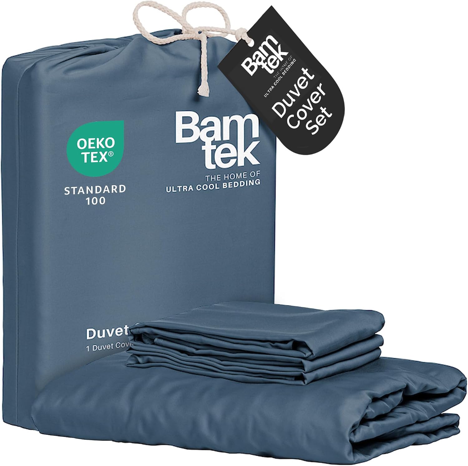 Bamtek100% Viscose Derived from Bamboo Duvet Cover Set King Size, 3 PC | Luxury Cooling Duvet Cover for Hot Sleepers, Silky Buttery Soft Comforter Cover & 2 PC King Pillowcases, Moss - view 4