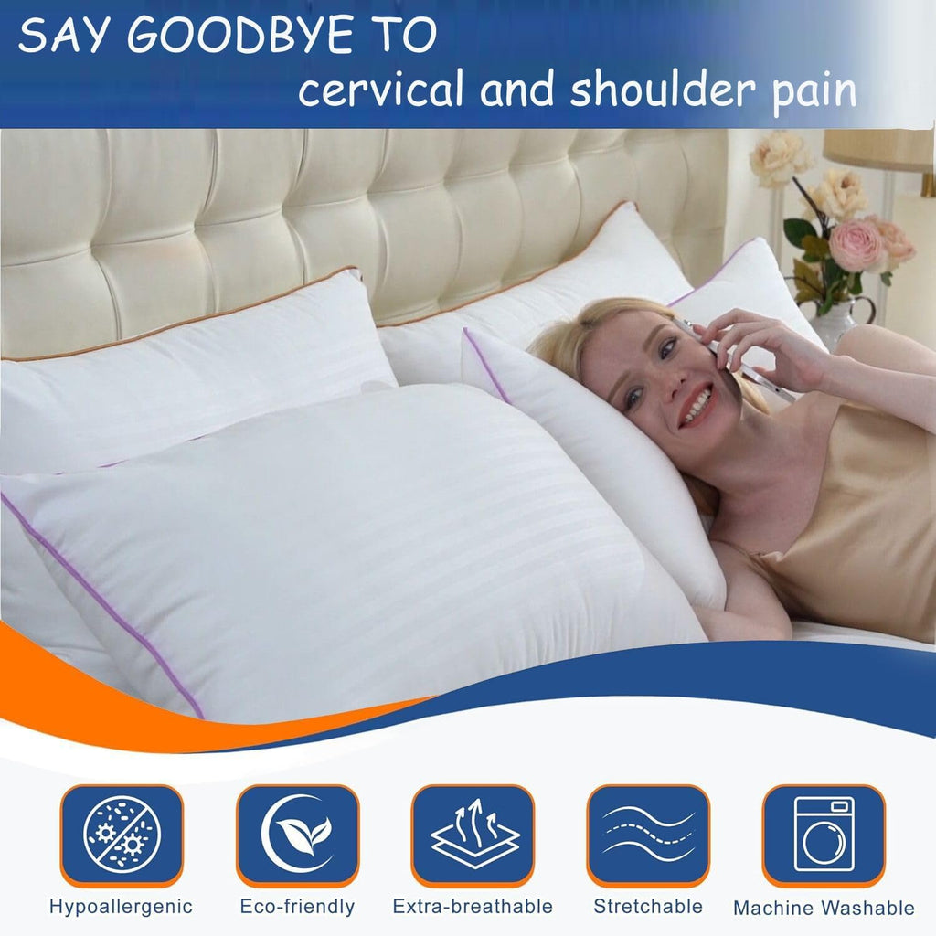 Pillows Standard Size Set of 2,Breathable Hotel Collection Bed Pillows for Sleeping Medium Soft Down Alternative Microfiber Filled,17 x 26 Inches - view 6