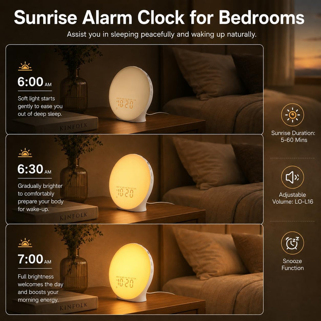 Sunrise alarm clock white noise machine with 25 nature sleep sounds, fully dimmable clock for bedrooms, heavy sleepers, 17 light modes, Bluetooth speaker - view 4