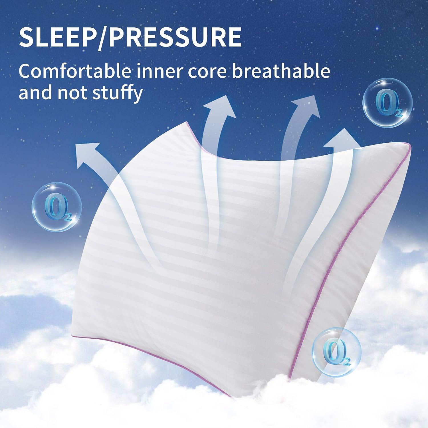 Pillows Standard Size Set of 2,Breathable Hotel Collection Bed Pillows for Sleeping Medium Soft Down Alternative Microfiber Filled,17 x 26 Inches - view 3