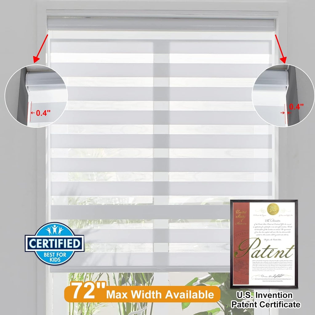 Cordless Zebra Blinds for Windows, Roller Shades for Windows (34.5" W x 64" H, White) Dual Layer Fabric for Day and Night,Room Darkening Shades for Home, Office, Bedroom and Living Room - view 4