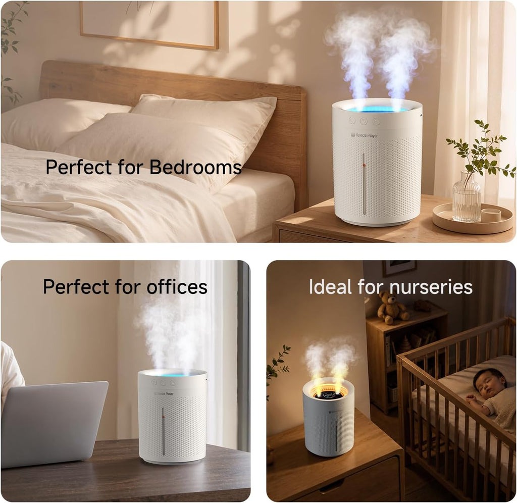 Cordless Air Humidifier for Bedroom Baby, 3L Top Fill Dual Spray Portable | Tap & mineral water safe: easy clean 3L cordless home humidifier with dual spray, 4000mAh battery, 30H & auto shut-off - view 8