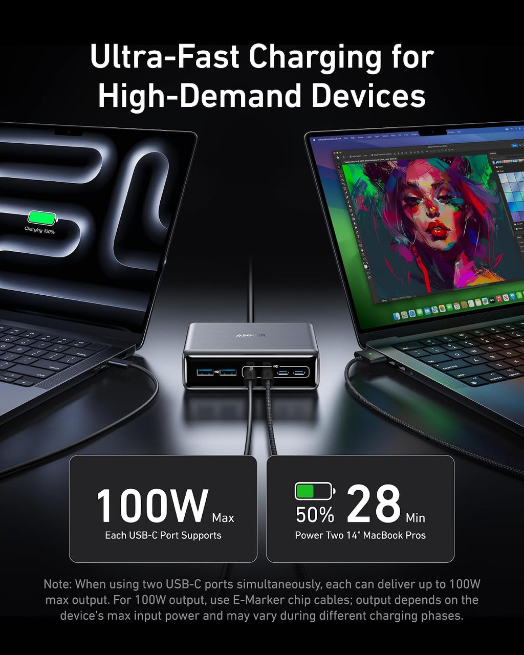 Prime Charging Station, 200W 6-Port GaN Desktop Charger | Fast Charging USB C Charger for Multiple Devices, Compatible with iPhone, Galaxy, MacBook, Dell and More - view 3