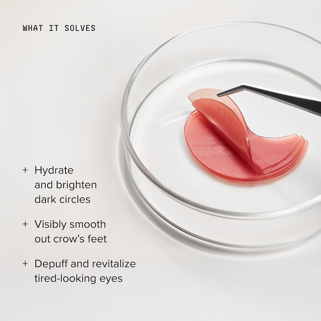 Brightening eye masks 60 count | hydrogel under eye patches | depuffing, dark circle brightening, peptides, caffeine, hyaluronic acid, niacinamide - view 4