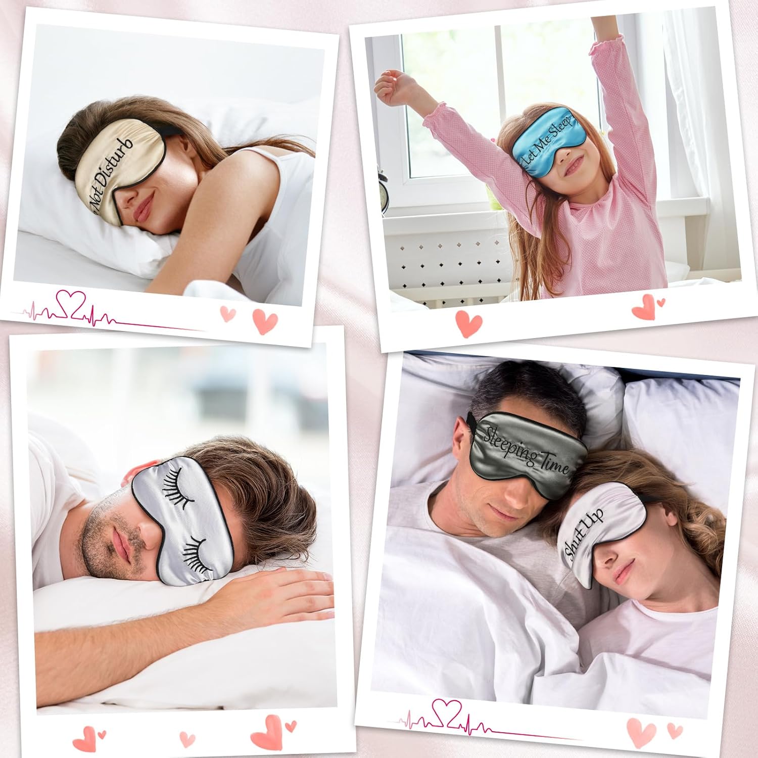 8 Pack Silk Funny Sleep Masks for Women Silky Eye Mask with Adjustable Strap Soft Cute Blackout Blindfold Eye Cover for Women Men Full Night's Sleep, Travel, Nap, Meditation(Elegant Colors) - view 5