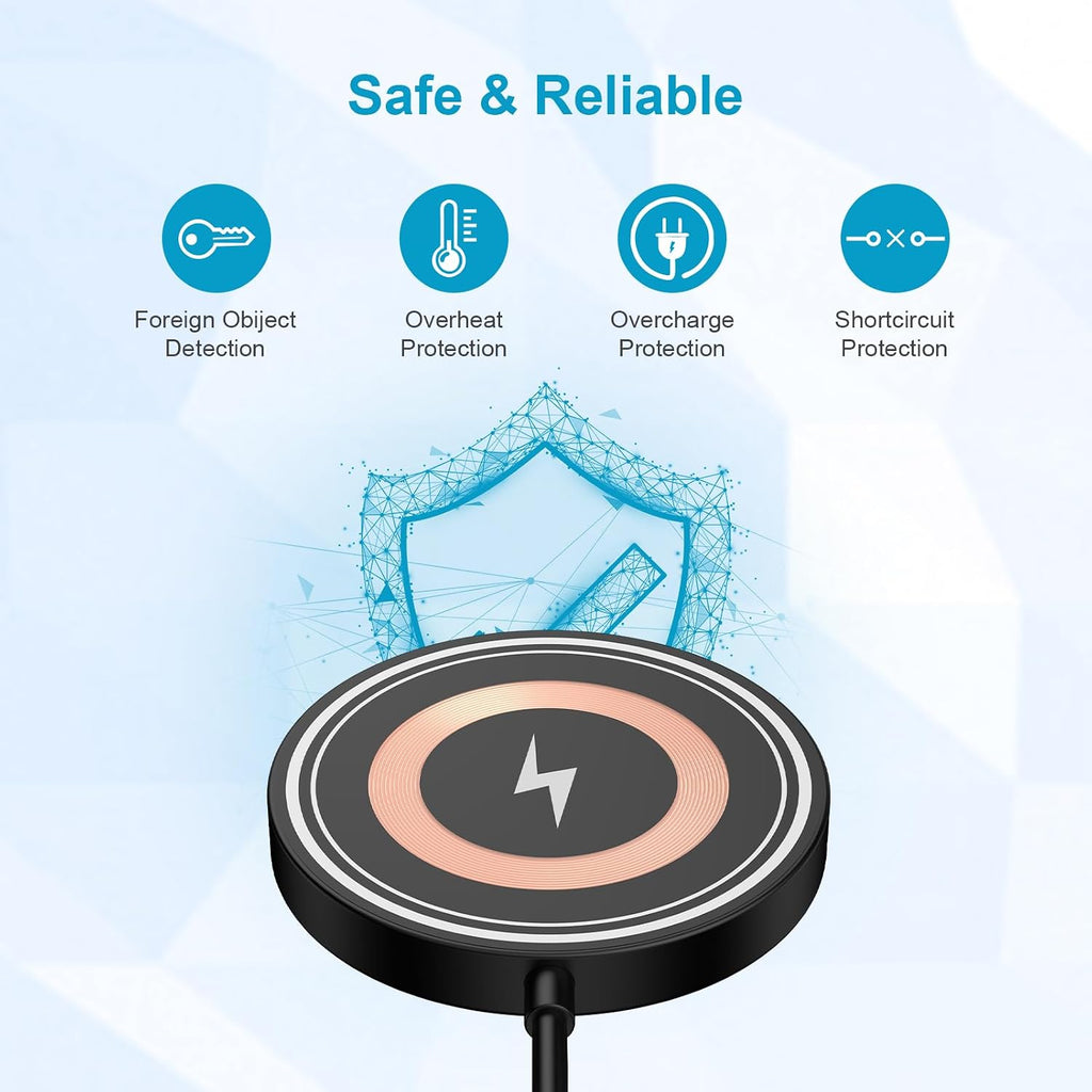 Magnetic charger wireless charger 15W fast charging pad | USB-C/A Magsafe wireless charger pad for Android Samsung Galaxy S26 S25 S24 iPhone 17e 17 16e 16 15 Pro Max AirPods Pro 4-2 - view 5
