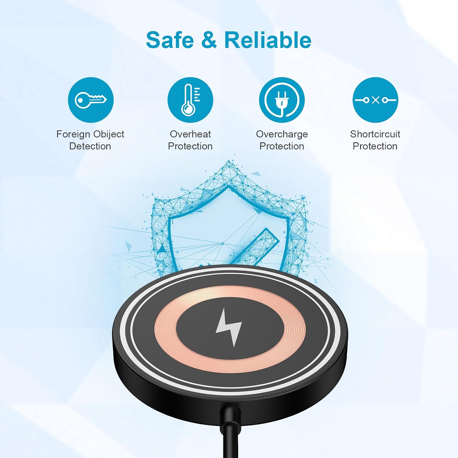 Magnetic charger wireless charger 15W fast charging pad | USB-C/A Magsafe wireless charger pad for Android Samsung Galaxy S26 S25 S24 iPhone 17e 17 16e 16 15 Pro Max AirPods Pro 4-2 - view 5