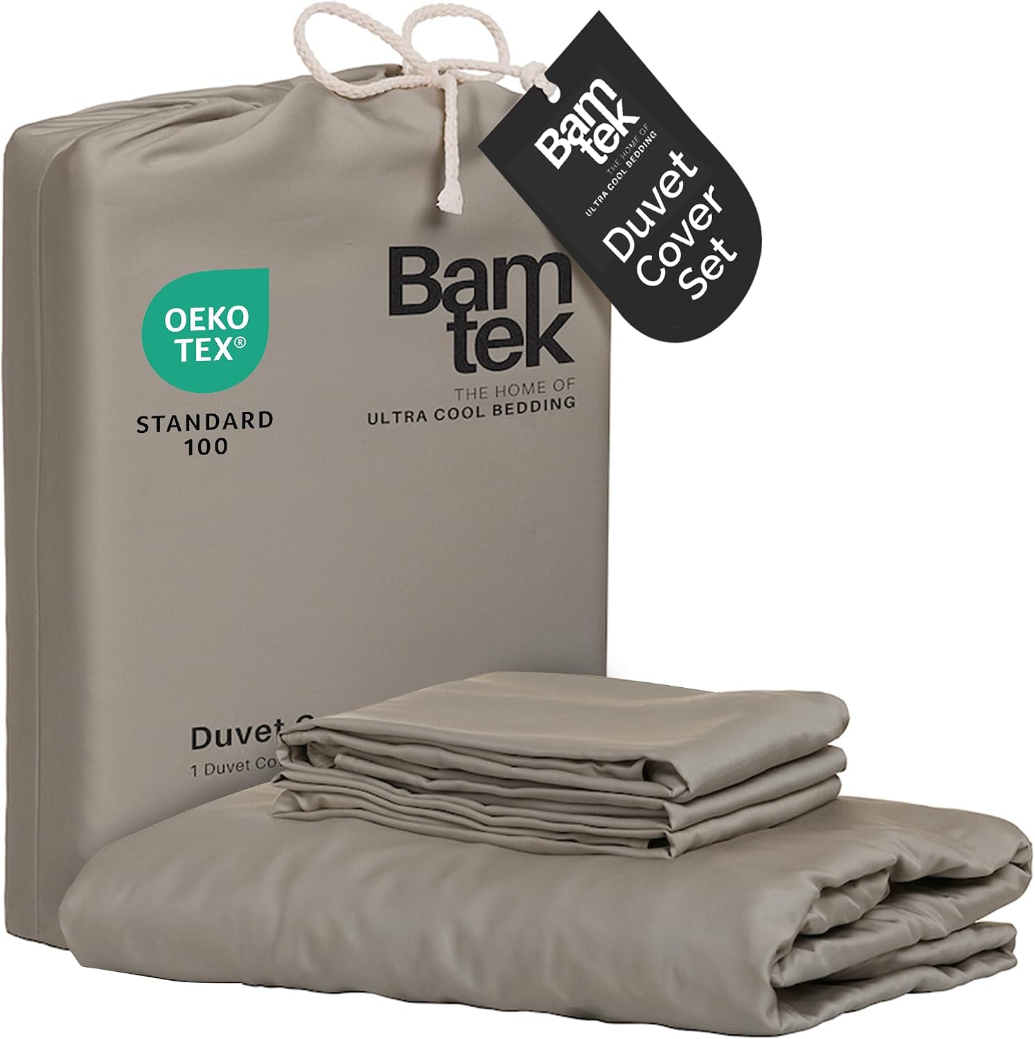 Bamtek100% Viscose Derived from Bamboo Duvet Cover Set King Size, 3 PC | Luxury Cooling Duvet Cover for Hot Sleepers, Silky Buttery Soft Comforter Cover & 2 PC King Pillowcases, Moss - view 3