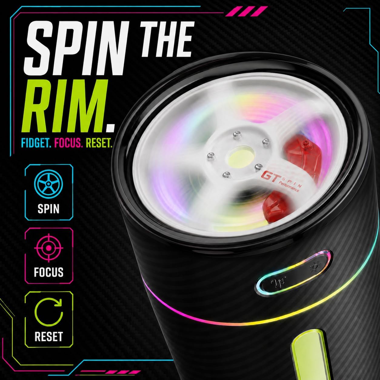 Plug-In Travel Humidifier with Rim-Inspired Fidget Spinner, 9 fl oz USB-C Powered Portable Mini Cool Mist Personal Humidifier for Car, Office, Desk and Hotel - view 2