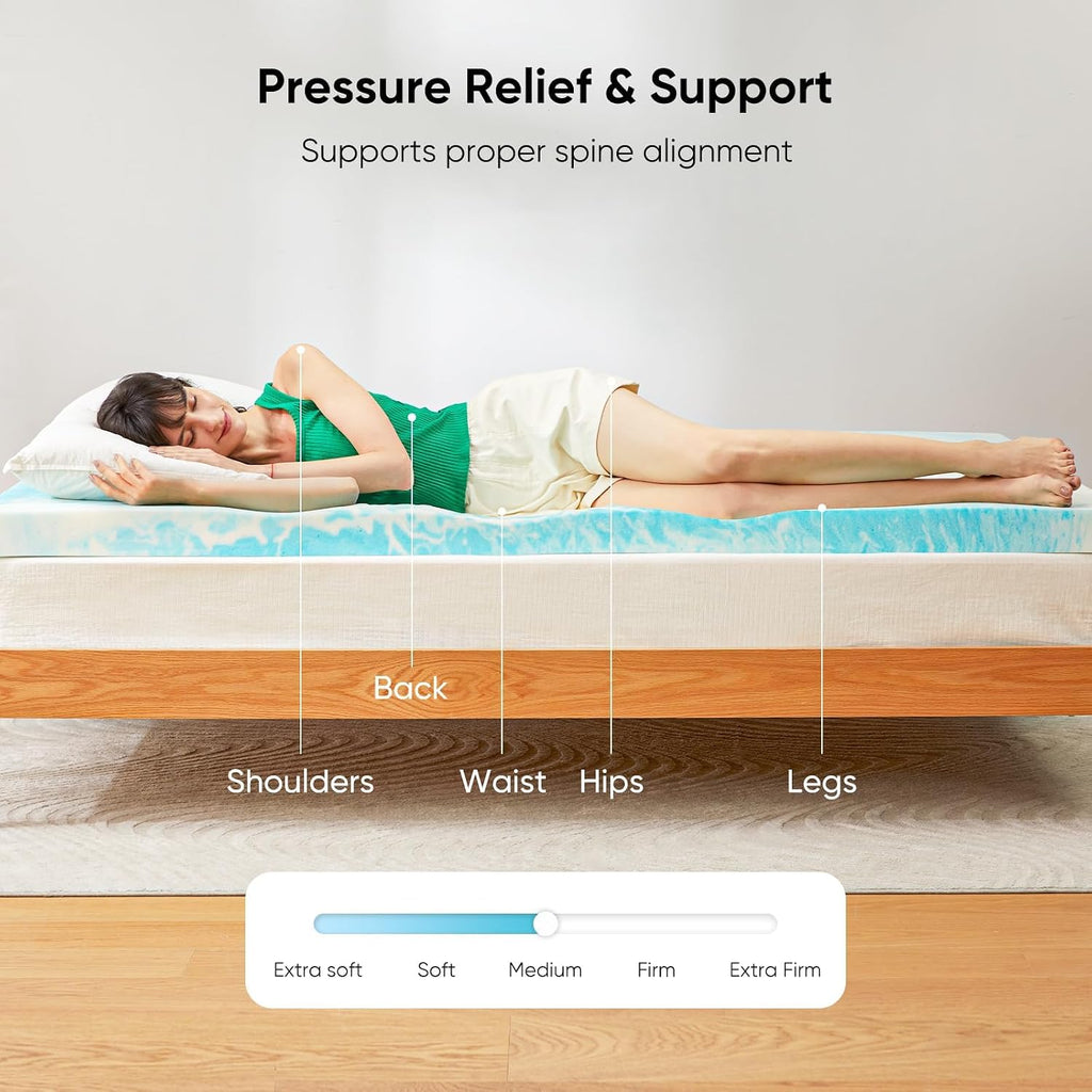 3-inch twin memory foam mattress topper, gel infused cooling, soft for sleeper sofa, RV, camper, CertiPUR-US certified - view 5