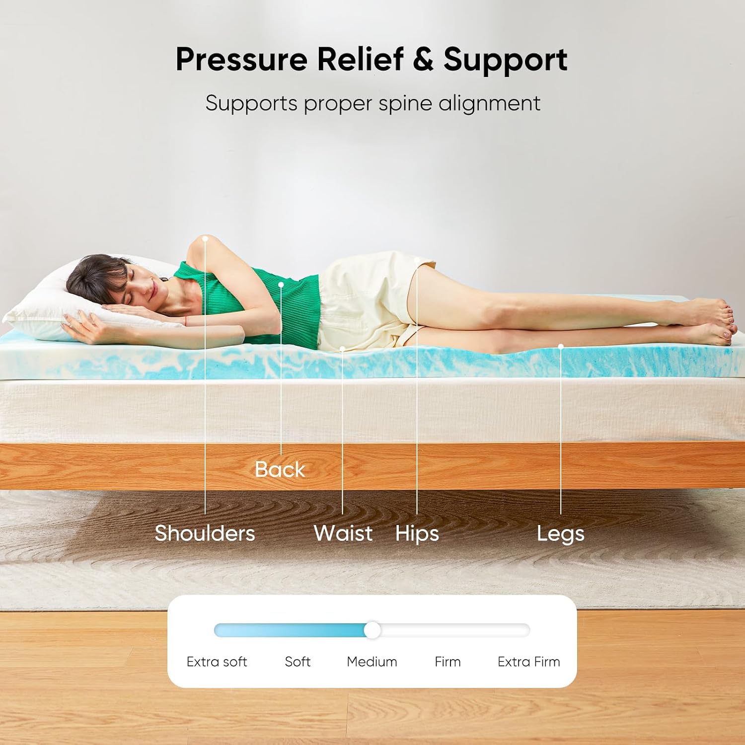 3-inch twin memory foam mattress topper, gel infused cooling, soft for sleeper sofa, RV, camper, CertiPUR-US certified - view 5