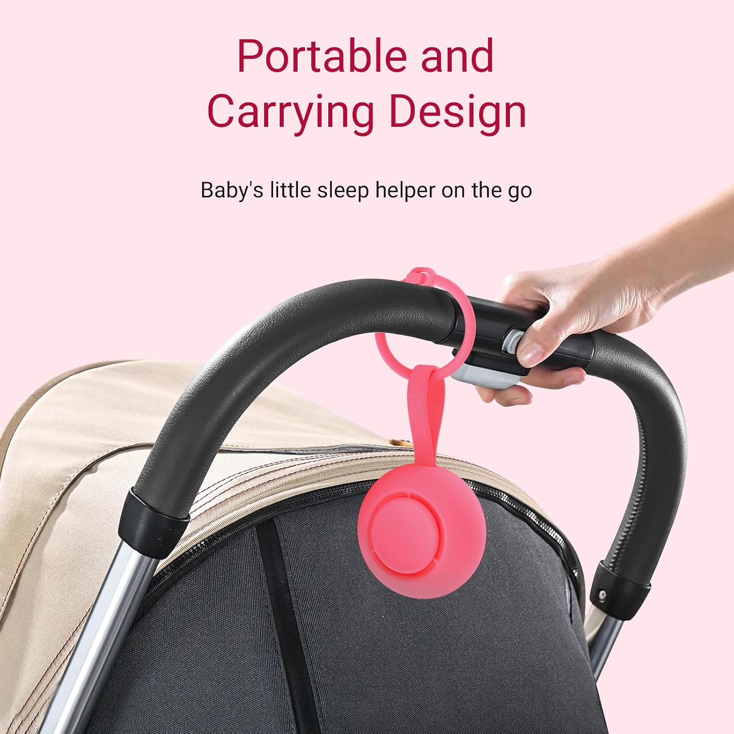 Portable baby sound machine [white noise for babies kids adults] [sleep soother] [12 soothing sounds] 15 hours battery life, registry gift, shower, clips on baby stroller Rose - view 5