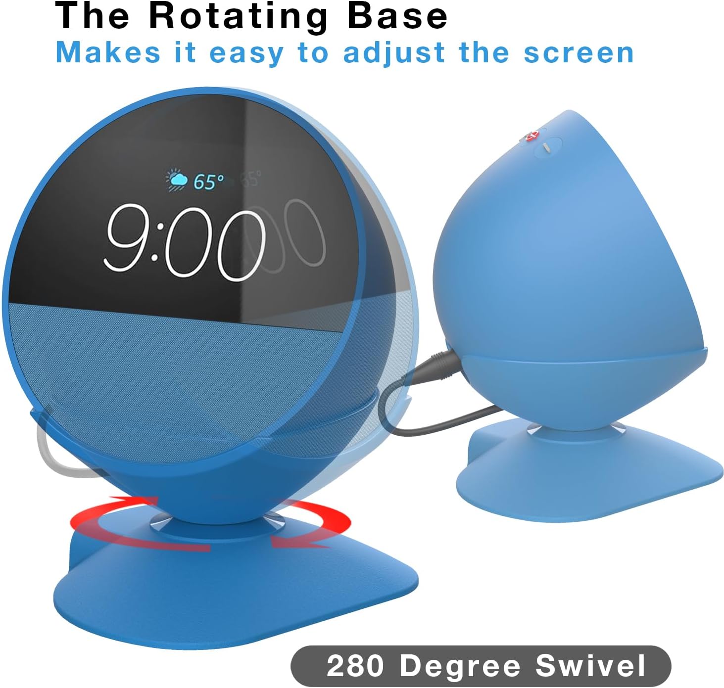 Charging Stand for Echo Spot with USB-C and USB-A Charging Ports for Multiple Devices, Echo Spot Stand Charging Station for iPhone Cellphones and Earbuds (Blue) - view 4