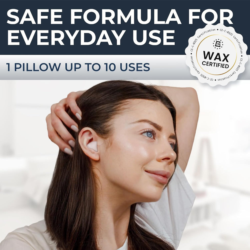 Wax ear plugs for sleeping - 30 silicone wax earplugs for sleeping and swimming, gel ear plugs for noise cancelling, sound blocking level of 32 dB (30 pillows), color: white - view 6