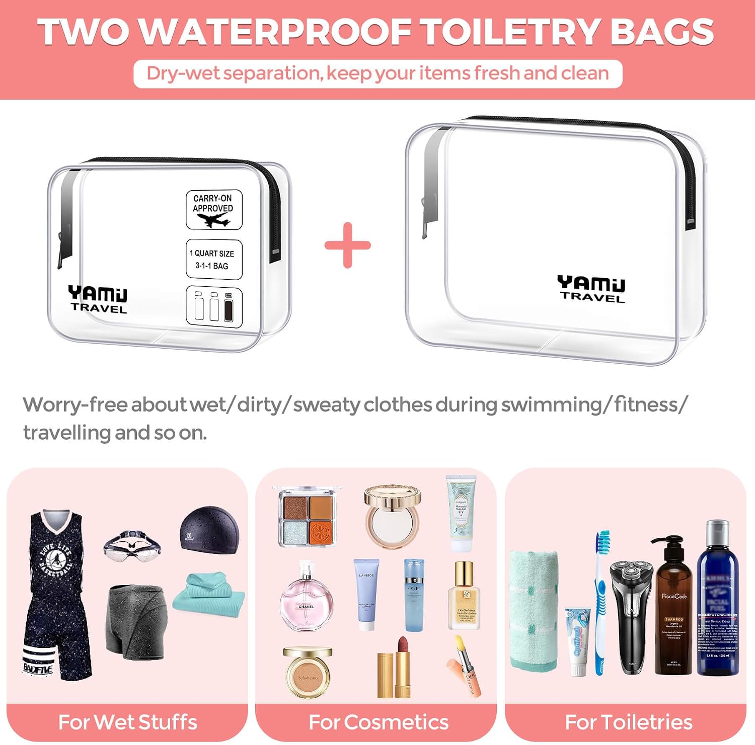 Packing cubes for suitcases, 7 pcs luggage organizer bags with shoe bag, 2 waterproof travel toiletry bags, travel cubes for travel essentials travel accessories - view 6