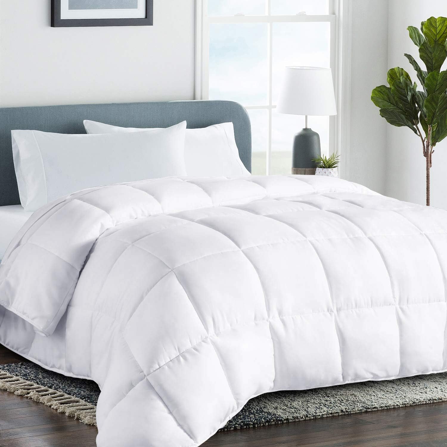 All-Season Oversized King Cooling Comforter Duvet Insert - White | Quilted Down Alternative Comforter, Luxury Hotel Breathable Soft Blanket, Anti-Clump Tech & 8 Tabs, Reversible,98" x 116"