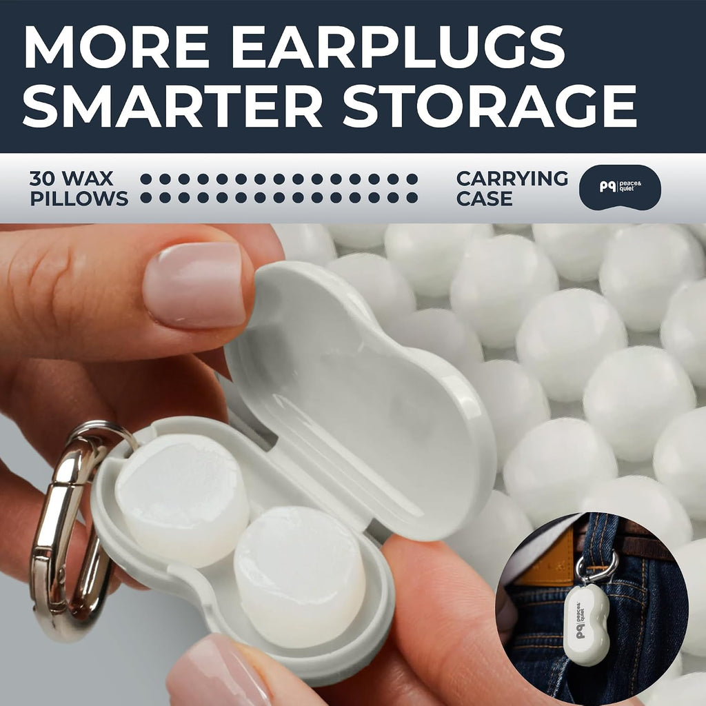 Wax ear plugs for sleeping - 30 silicone wax earplugs for sleeping and swimming, gel ear plugs for noise cancelling, sound blocking level of 32 dB (30 pillows), color: white - view 2
