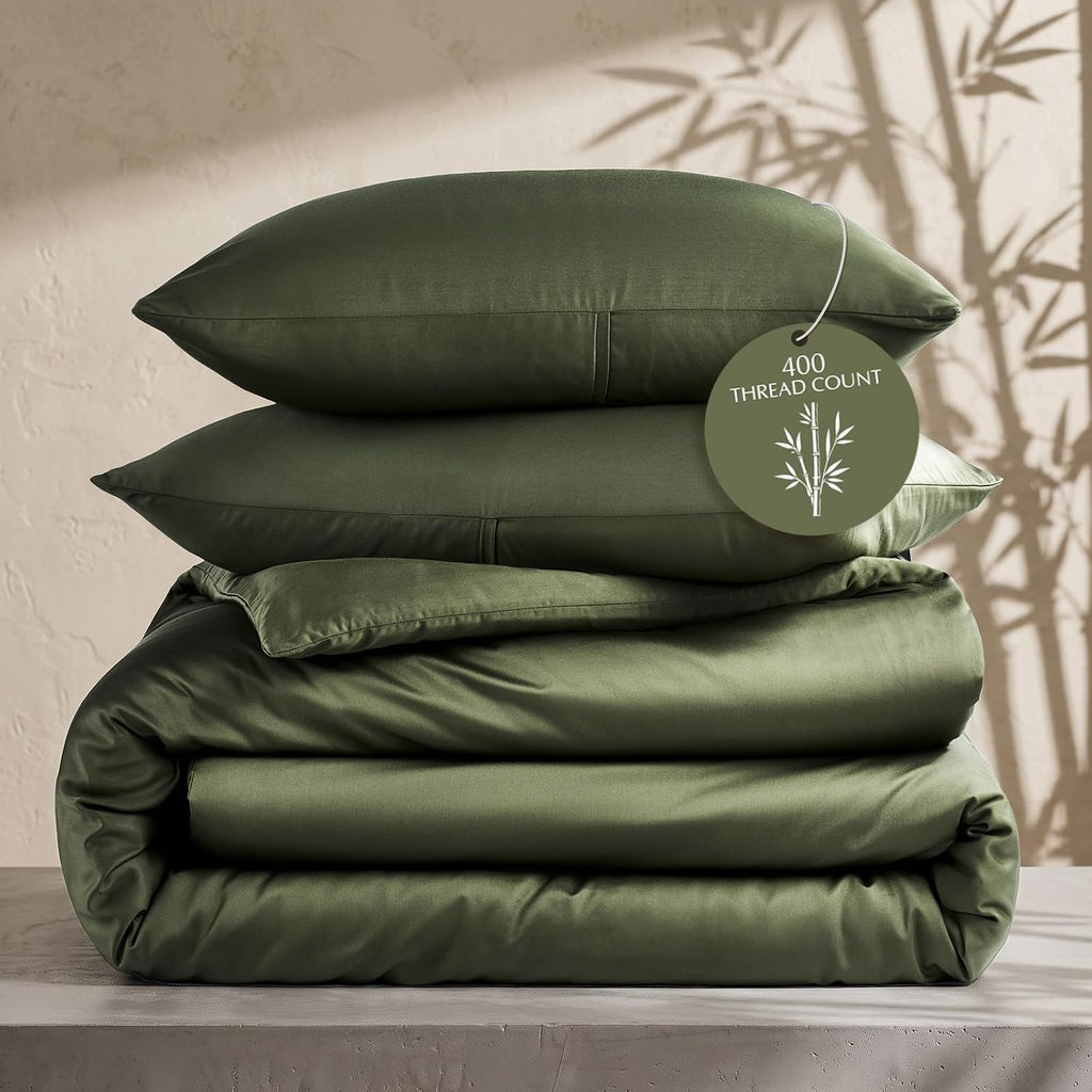 100% Rayon from Bamboo Duvet Cover Set, King Size, Dark Brown | 3-Piece 400TC Sateen Comforter Cover Bedding Set, Silky Soft, Cooling, Breathable for Hot Sleepers, 2 Pillow Shams, No Insert - view 6