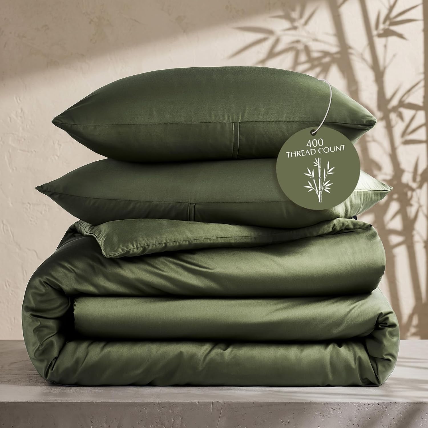 100% Rayon from Bamboo Duvet Cover Set, King Size, Dark Brown | 3-Piece 400TC Sateen Comforter Cover Bedding Set, Silky Soft, Cooling, Breathable for Hot Sleepers, 2 Pillow Shams, No Insert - view 6