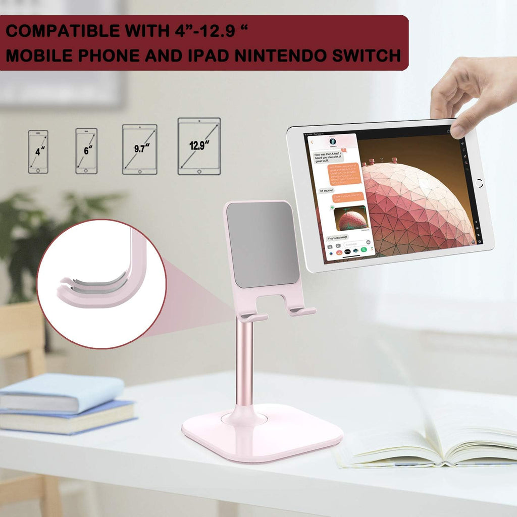 Cell phone stand, valentine's day gifts for teens girls boys adults women men mom wife, phone stand for desk, phone holder stand compatible with iPhone and all mobile phones tablet, pink - view 2