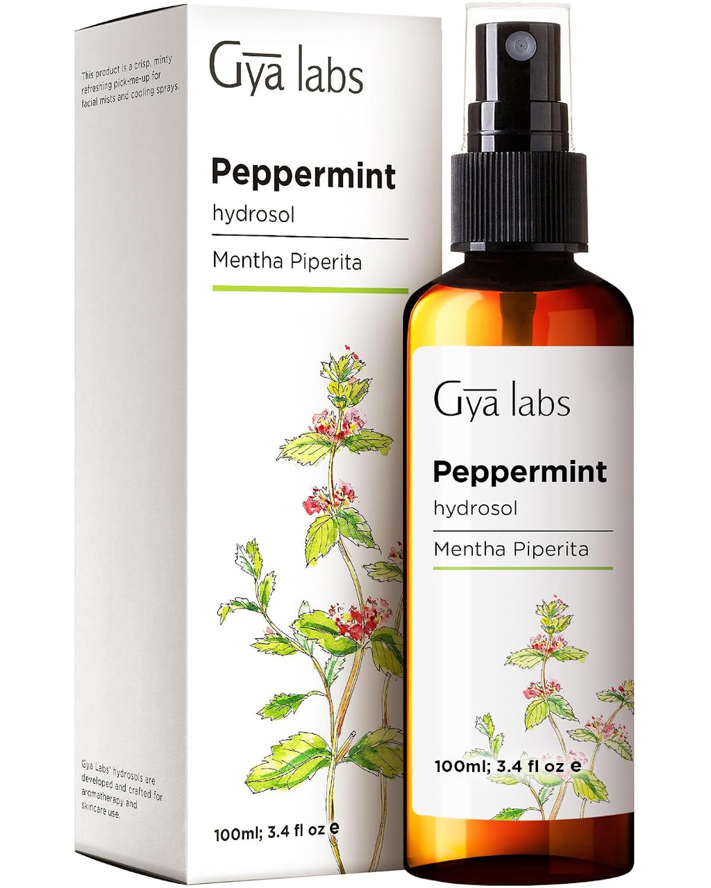Peppermint Hydrosol - 3.4 Fl Oz - Hydrating Face & Body Mist for Skin Toner & Hair Refresher - As Pillow, Room & Linen Spray for Fresh Scent