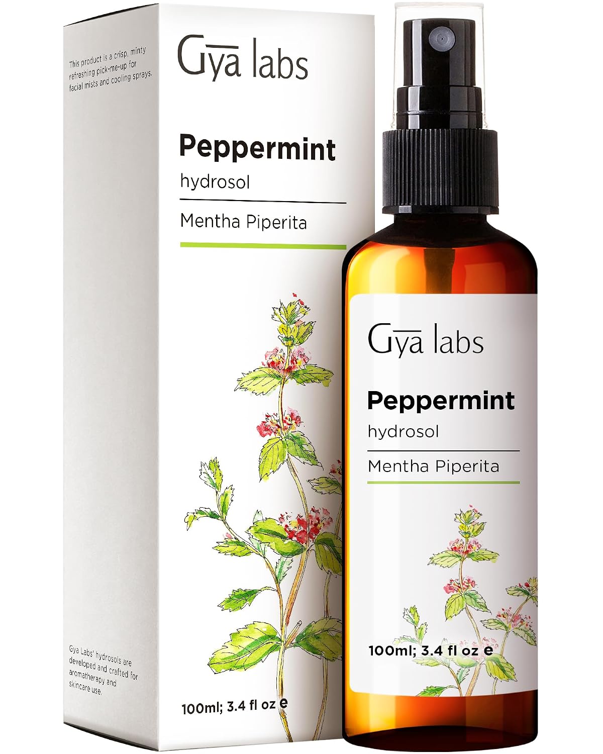 Peppermint Hydrosol - 3.4 Fl Oz - Hydrating Face & Body Mist for Skin Toner & Hair Refresher - As Pillow, Room & Linen Spray for Fresh Scent