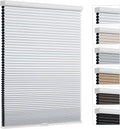 Cordless cellular shades, blackout room darkening black out honeycomb blinds for indoor windows bedroom, pull down pleated accordion blind easy install, shade size 34" Wx72 H, White
