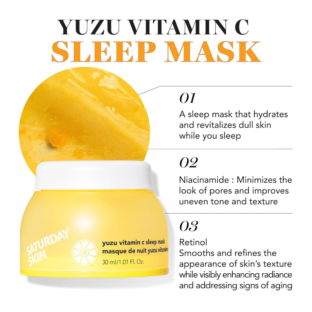 3-Piece Skin Care Set | Yuzu Vitamin C Sleep Mask & Yuzu Bright Toner & Eye Cream Korean Beauty Best Vitamin C Skincare Set - view 6