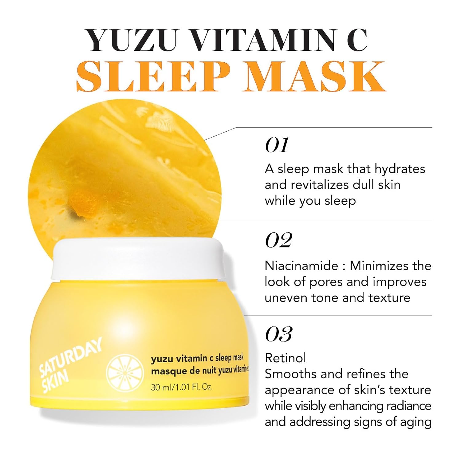 3-Piece Skin Care Set | Yuzu Vitamin C Sleep Mask & Yuzu Bright Toner & Eye Cream Korean Beauty Best Vitamin C Skincare Set - view 6