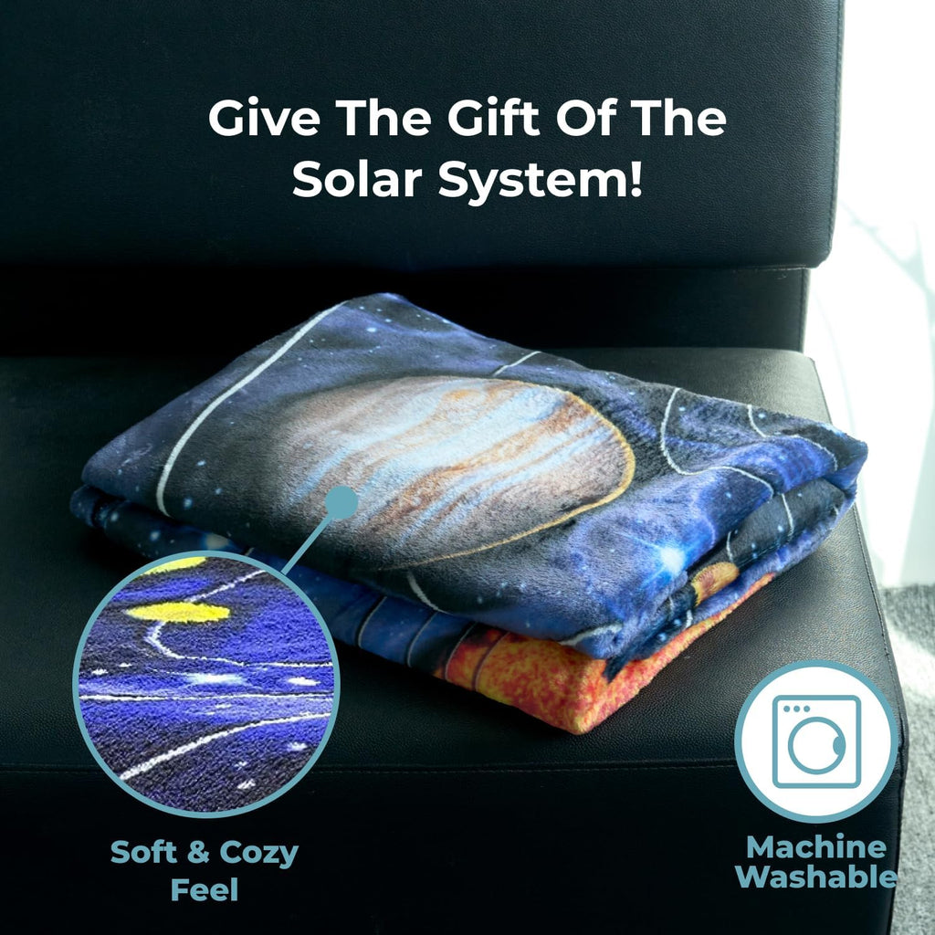 Fleece throw blanket - 50x60-inch plush space blanket with solar system design for kids and adults - soft and cozy for bed, couch, or travel - view 6