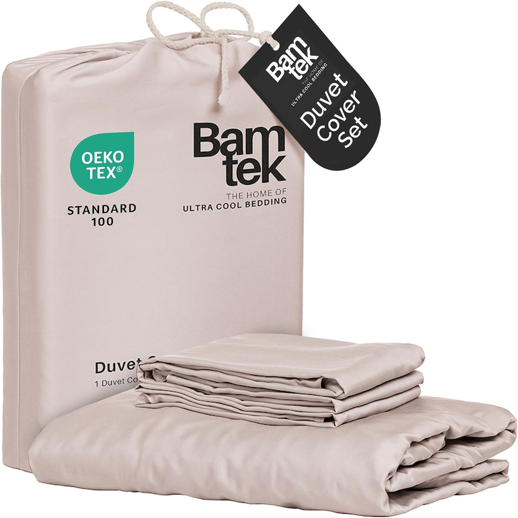Bamtek100% Viscose Derived from Bamboo Duvet Cover Set King Size, 3 PC | Luxury Cooling Duvet Cover for Hot Sleepers, Silky Buttery Soft Comforter Cover & 2 PC King Pillowcases, Moss - view 8