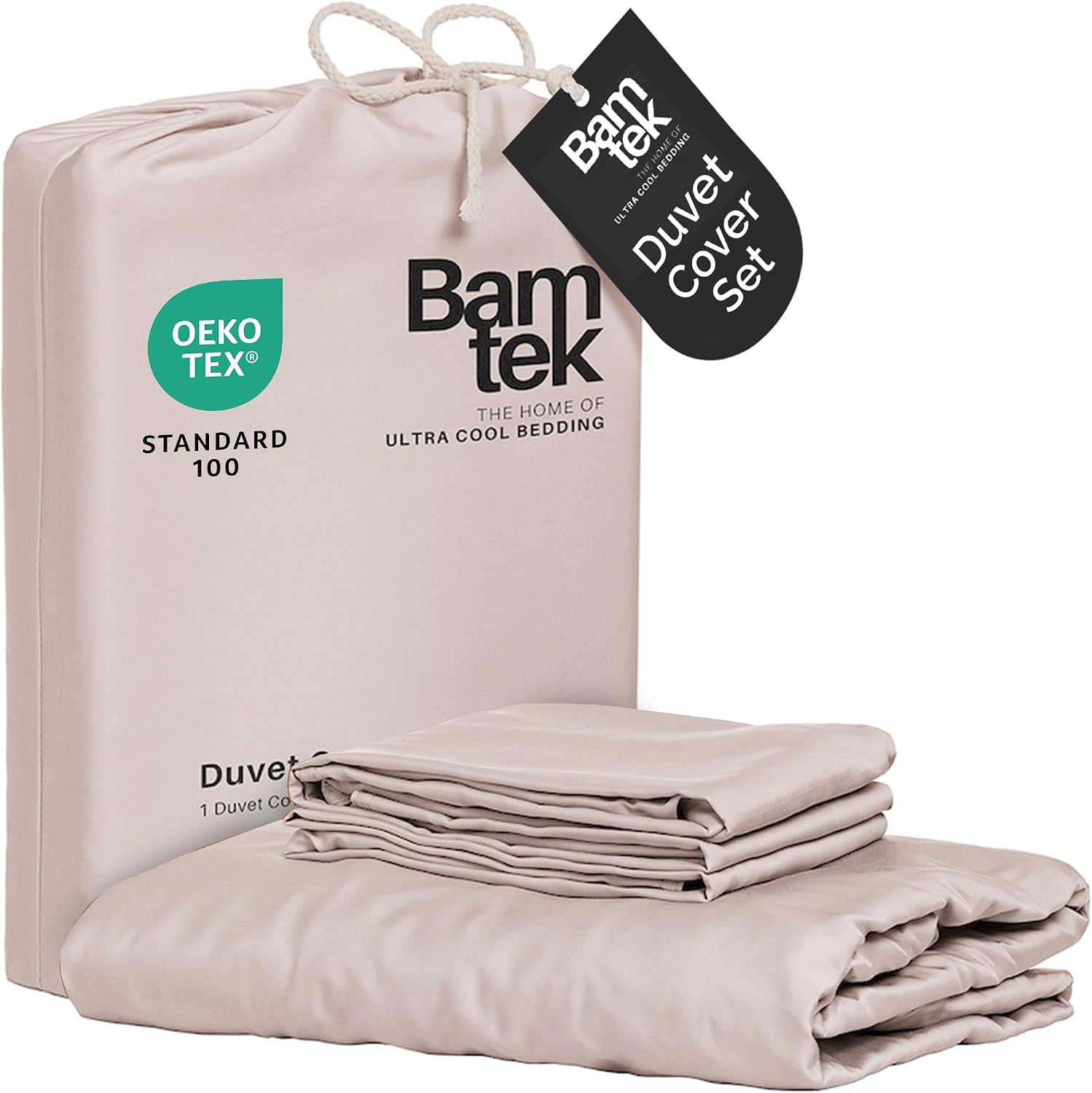 Bamtek100% Viscose Derived from Bamboo Duvet Cover Set King Size, 3 PC | Luxury Cooling Duvet Cover for Hot Sleepers, Silky Buttery Soft Comforter Cover & 2 PC King Pillowcases, Moss - view 8