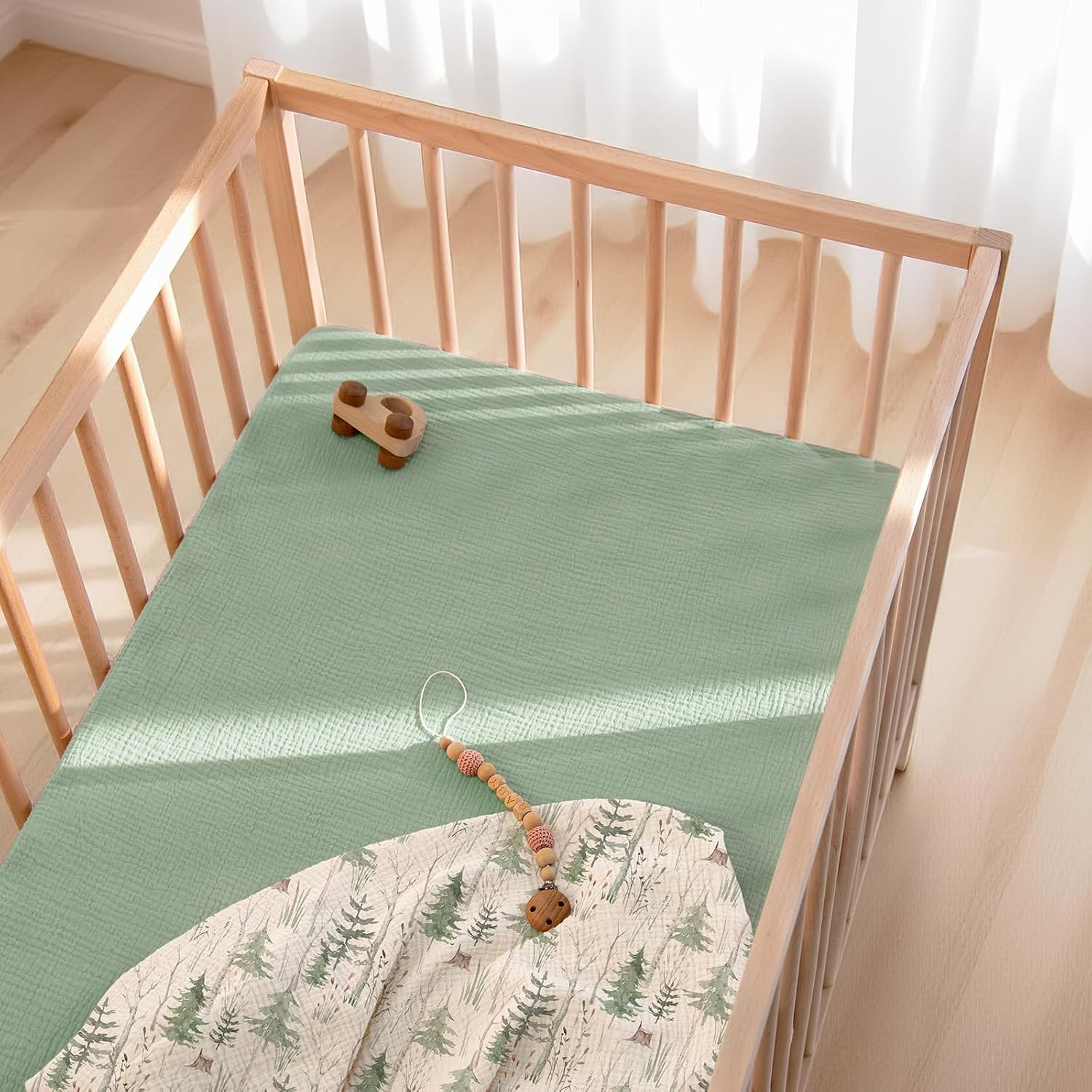 Baby Muslin Crib Sheets: Snug Fitted Sheet for Standard Crib | Boho Neutral Print for Baby Girls Nursery Bedding & Gift 2Pack - Soft & Breathable Cotton Gentle on Newborn Skin - view 5