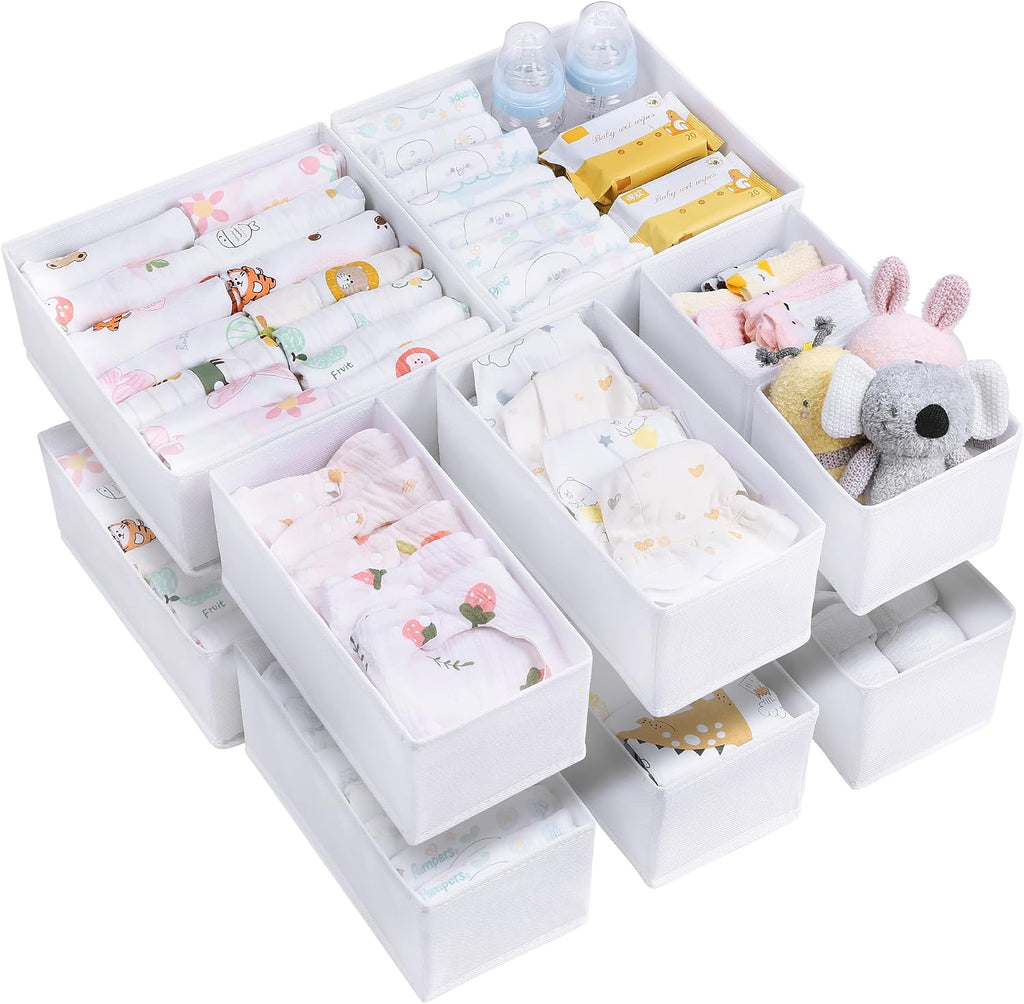 12 Pack Baby Clothes Organizer, Dresser Drawer Organizer for Baby Clothing, Foldable Fabric Closet Drawer Storage Bins, Dresser Dividers for Bra, Socks, Ties, Scarf | Nursery Drawer Storage, Baby Clothing Organization, Foldable Fabric Bins, Dresser Closet - view 6