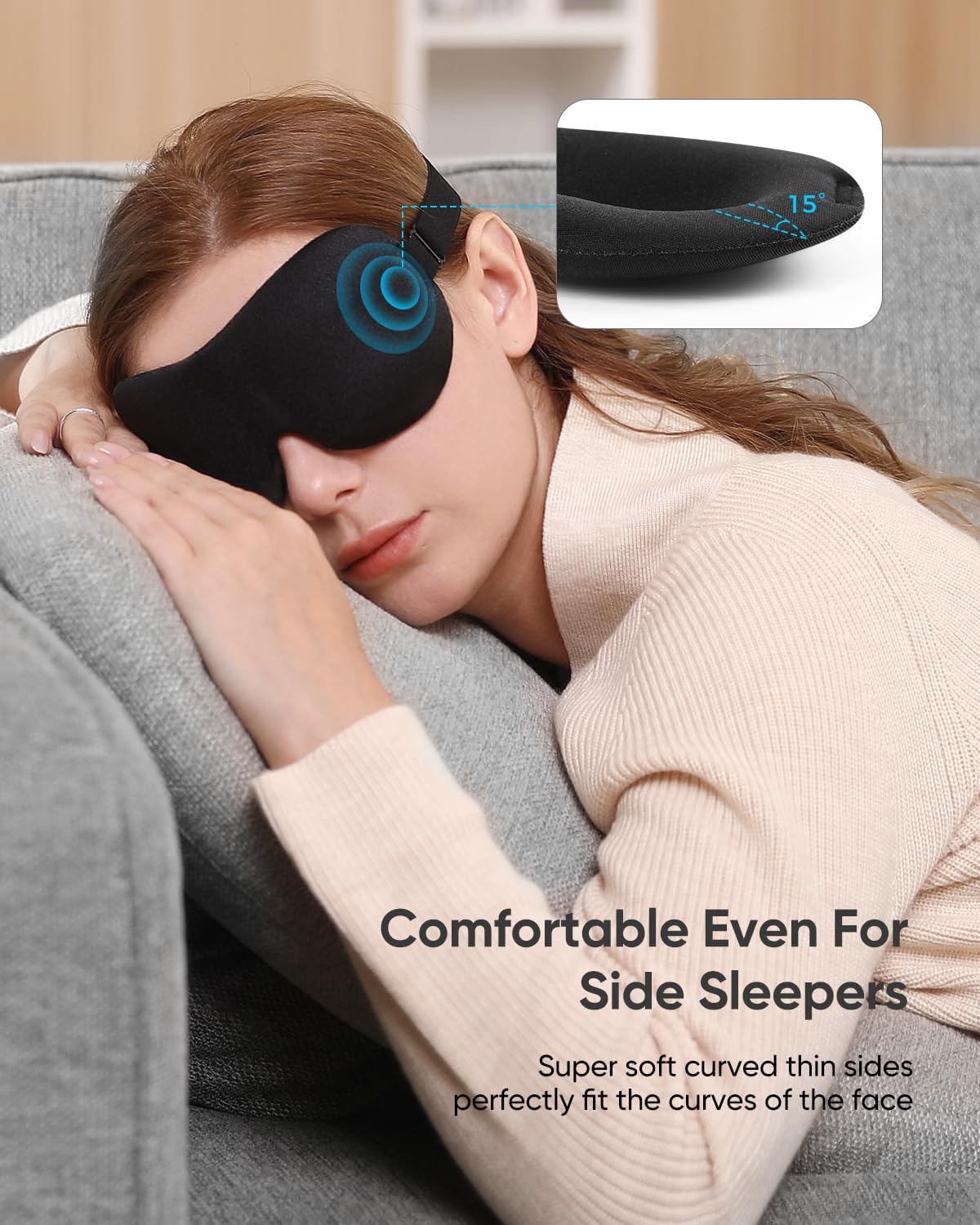 Sleep mask for side sleeper 3 pack, blackout 3D eye mask | zero eye pressure, super lightweight, adjustable, breathable, for men women side/back/stomach sleeping, travel & meditation - view 2