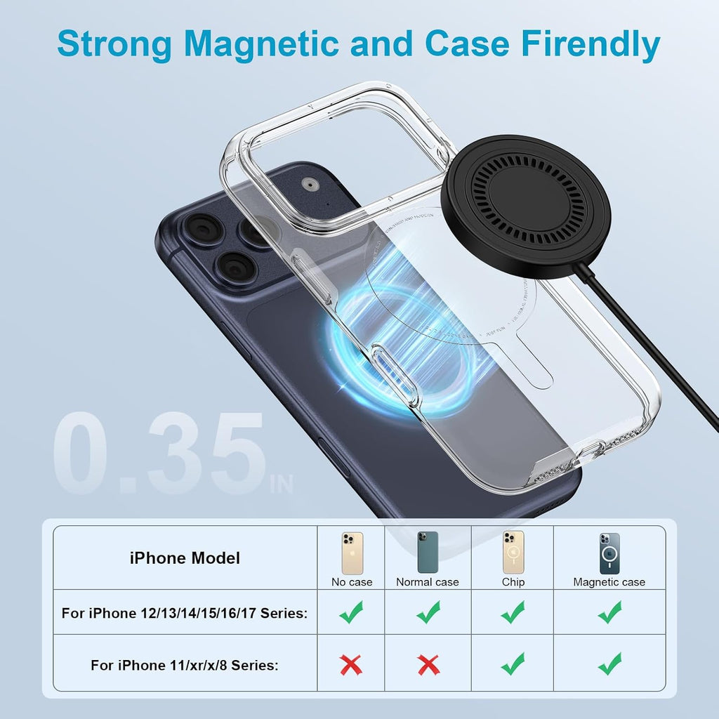 Magnetic charger wireless charger 15W fast charging pad | USB-C/A Magsafe wireless charger pad for Android Samsung Galaxy S26 S25 S24 iPhone 17e 17 16e 16 15 Pro Max AirPods Pro 4-2 - view 6