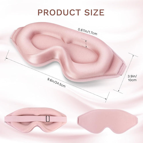 99% Fully Block Out Light Eye Sleep Mask, 3D Deep Contoured Eyes Cover Zero Pressure, Long Lash Extension Eyes Mask with Adjustable Straps for Sleeping Travel Home Nap Rest Women Men (Pink) - view 2