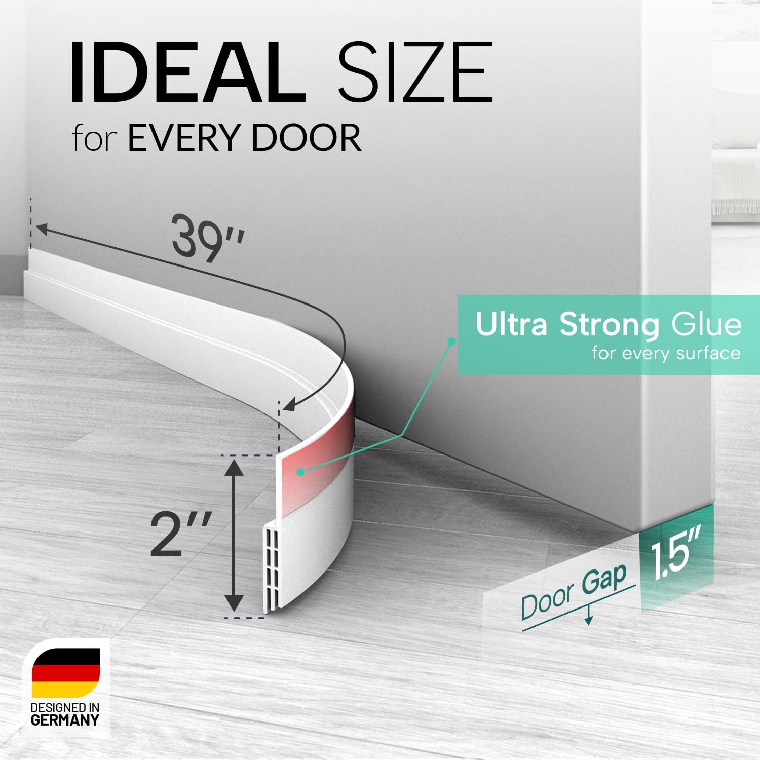 Door draft stopper for bottom of door - premium door sweep for bottom of door/weather stripping door seal (save energy – installs quickly and easily) door strip ideal for - view 2