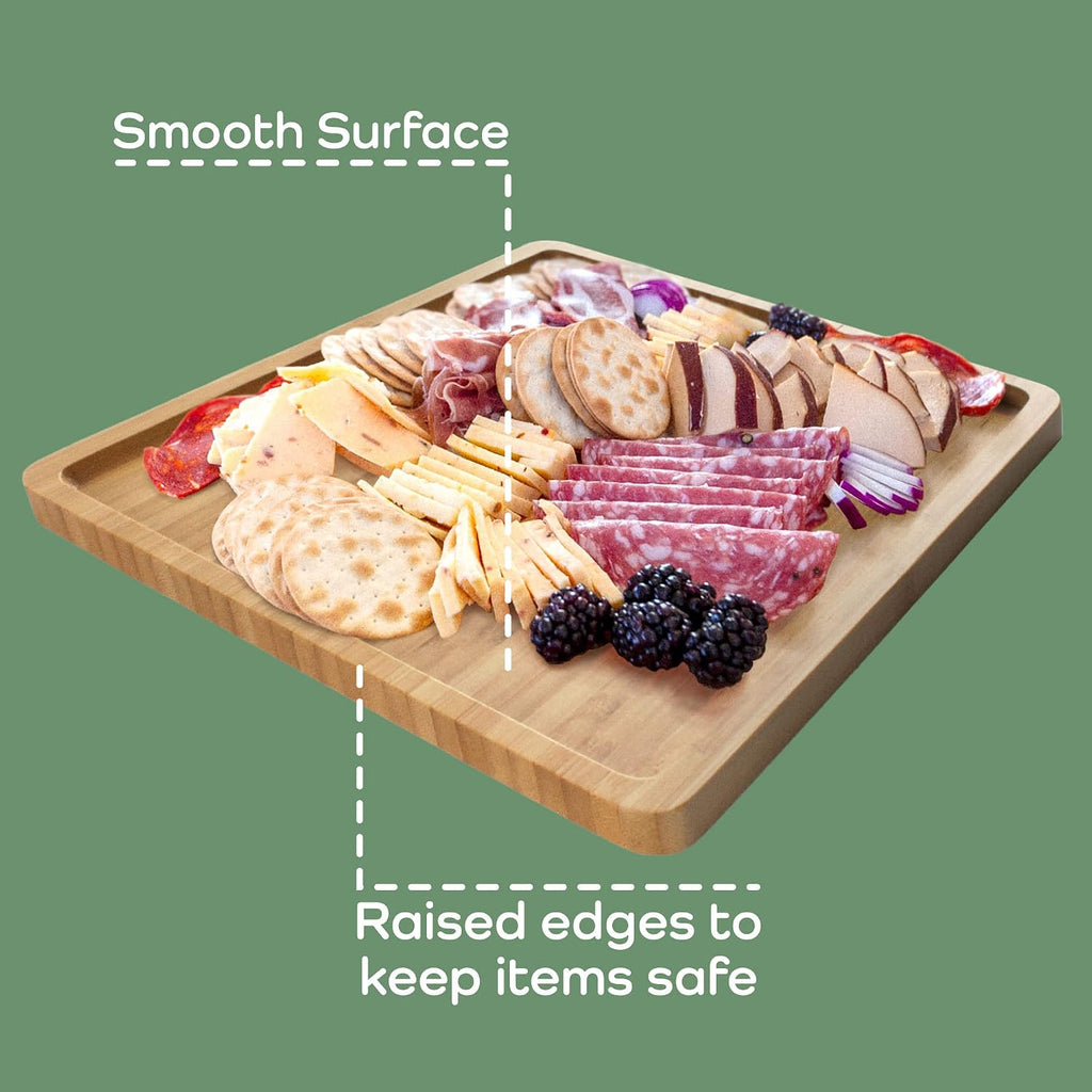 Organic Bamboo Serving Tray, Vanity, Tea Serving, Appetizers, Snacks, Charcuterie Board, 11"x8.9"x0.6" - 1 Tray - view 5