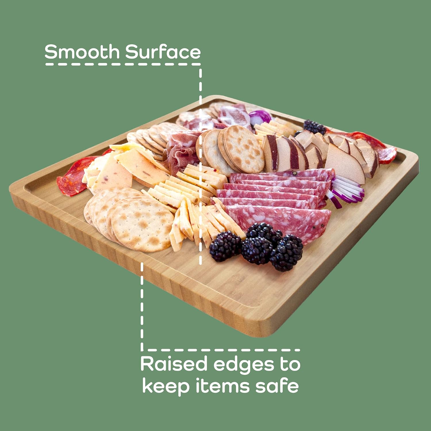 Organic Bamboo Serving Tray, Vanity, Tea Serving, Appetizers, Snacks, Charcuterie Board, 11"x8.9"x0.6" - 1 Tray - view 5