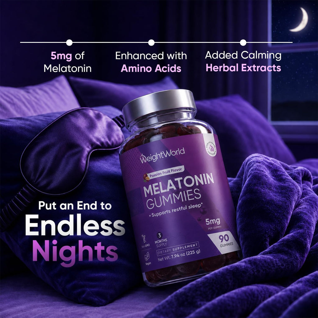 Melatonin Gummies for Calm & Restful Sleep | Melatonin 5mg + L-theanine, GABA, Lemon Balm, Passion Flower & Chamomile Extracts | Sleep aids for Adults, Vegan, Passion Fruit-Flavor, 90 Ct - view 2