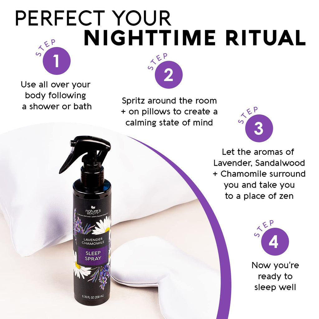 Lavender Chamomile Sleep Spray Multi-Pack - Sleep Well + Relax with Premium Grade Room + Pillow Spray, Made w/Coconut, Jojoba + Moringa Seed Oils, 6.76 fl oz (2 Pack) - view 3