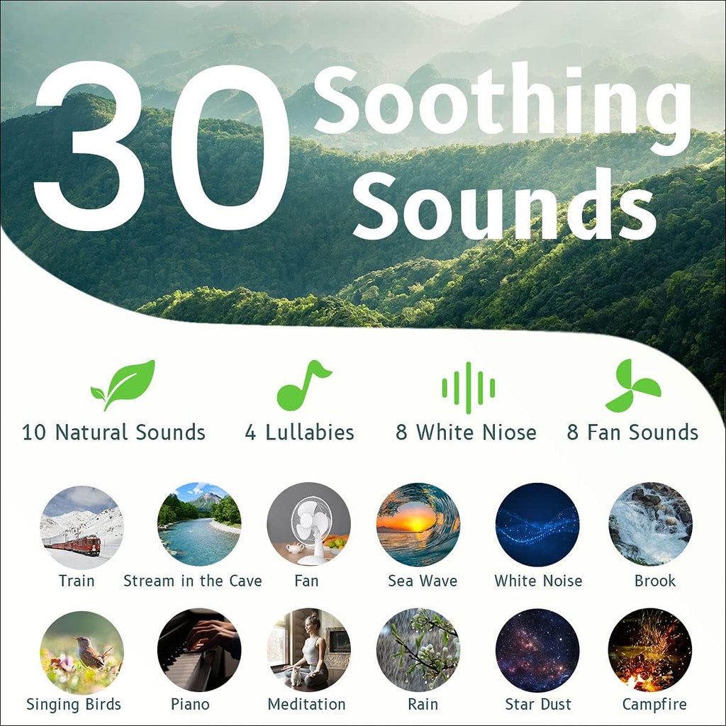 Sound White Noise Machine with 25 Soothing Sounds and Night Lights with Memory Function 32 Levels of Volume and 5 Sleep Timer Powered by AC or USB for Sleeping Relaxation (Wood) - view 2