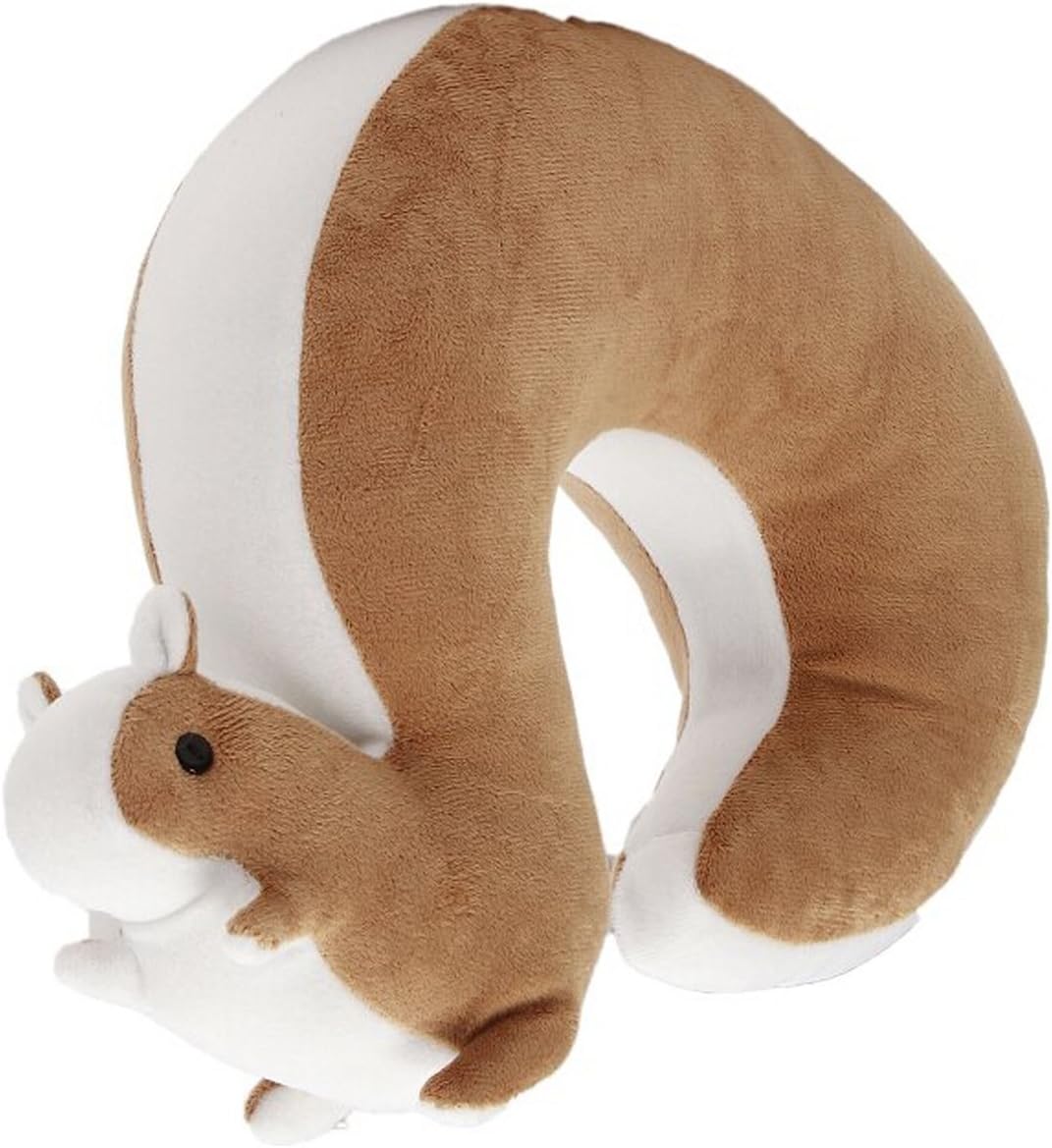 Cartoon U Shape Travel Pillow Car Neck Support Rest Cushion for Airplane Bus Train Home Office Soft Plush,Brown Squirrel