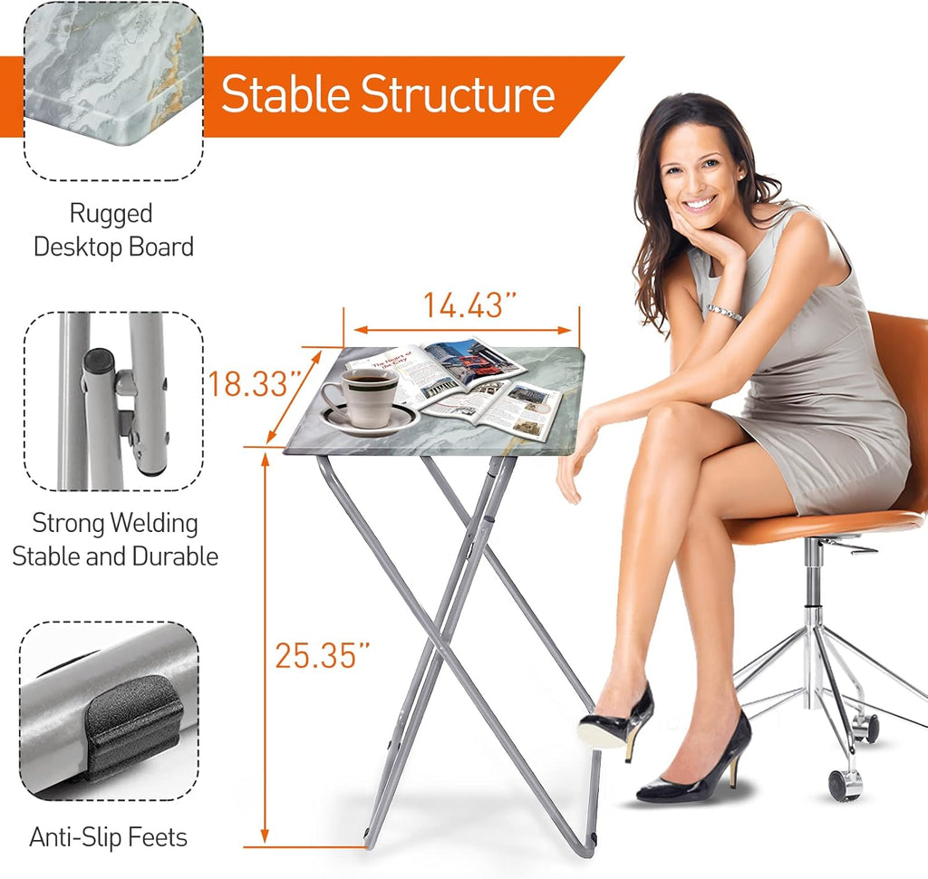 Portable folding TV tray dinner snack trays table with light weight, 15 x 18.9 x 26 in (smoky grey, 1pc) - view 3