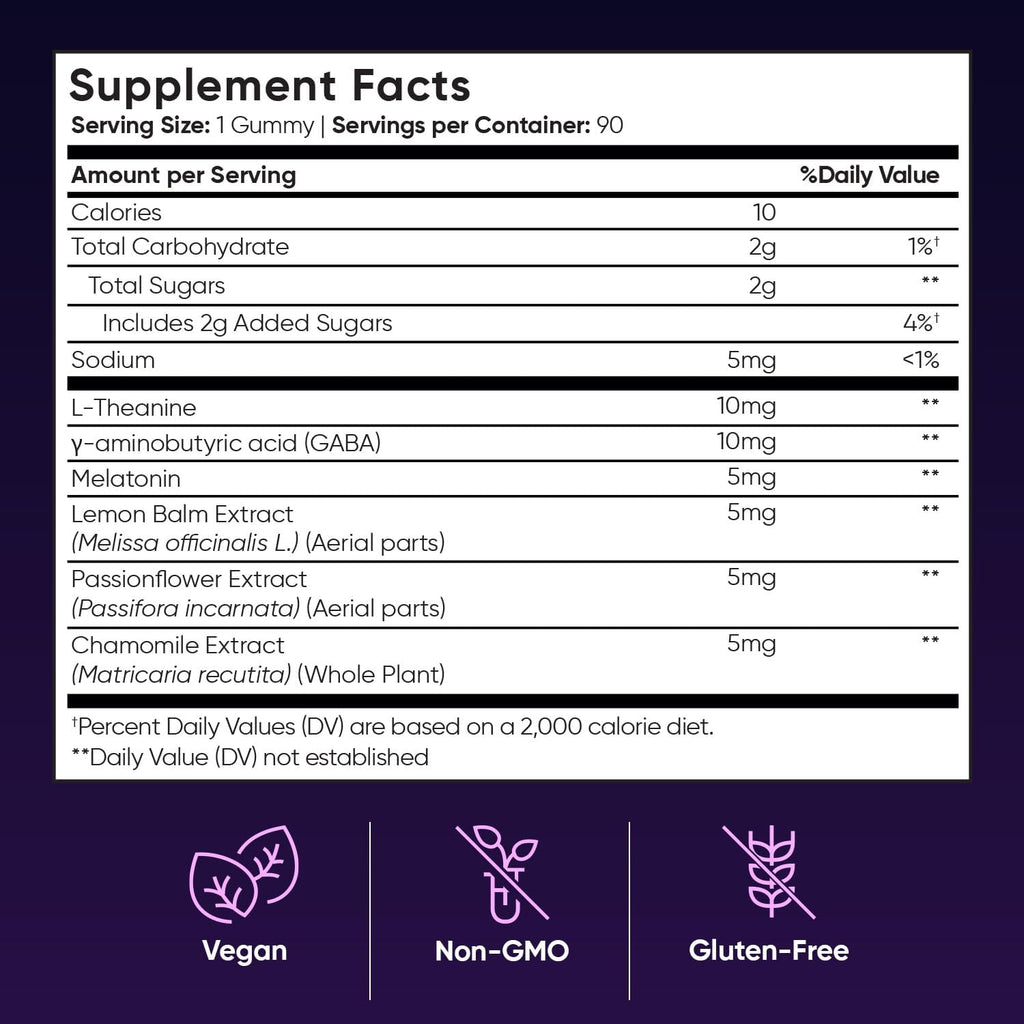 Melatonin Gummies for Calm & Restful Sleep | Melatonin 5mg + L-theanine, GABA, Lemon Balm, Passion Flower & Chamomile Extracts | Sleep aids for Adults, Vegan, Passion Fruit-Flavor, 90 Ct - view 5