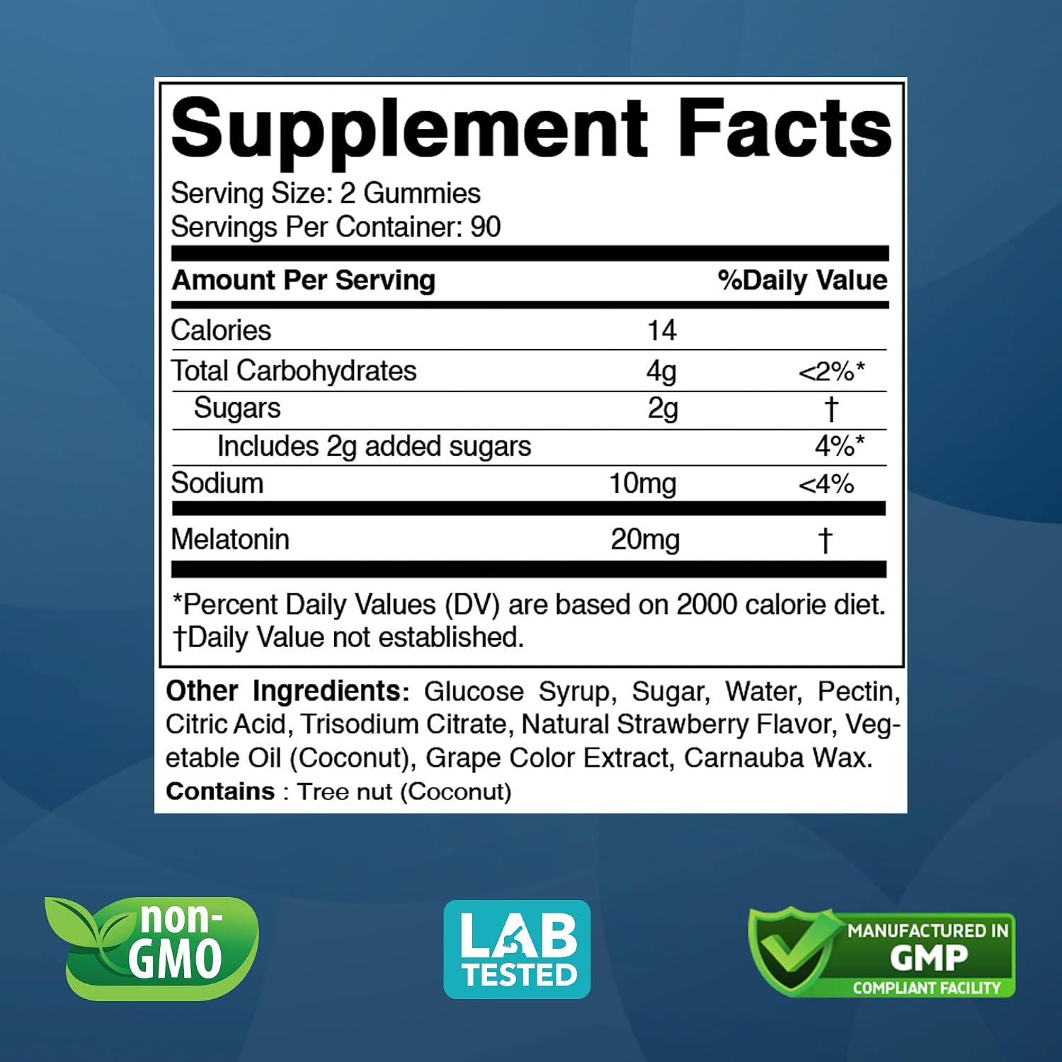 Melatonin 20mg Gummies - 180 Count - Drug Free - Natural Strawberry Flavor - Vegetarian, Non-GMO, Gluten Free (3 Bottles) - view 2