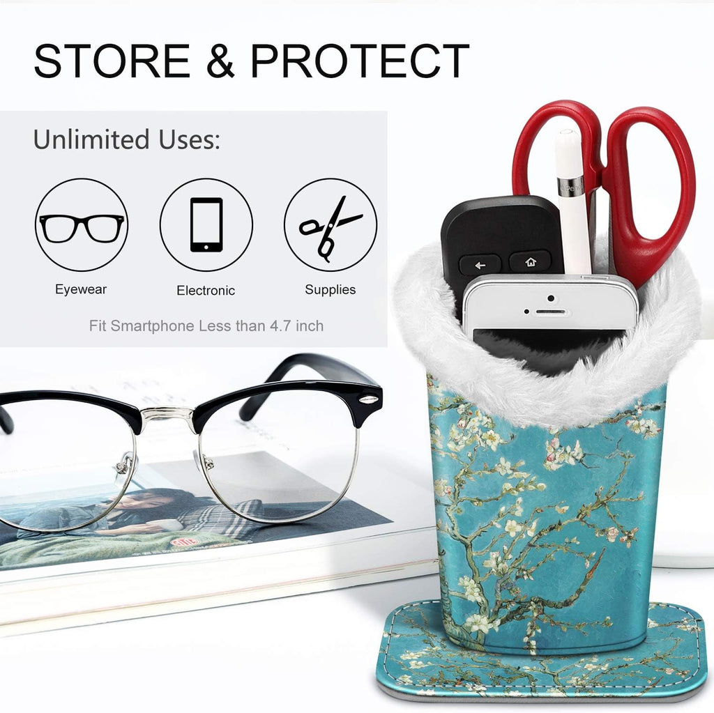 Plush Lined Eyeglasses Holder, Glasses Stand Case For Nightstand | Soft Plush Lining, Bedside Eyeglasses Holder, Office Desktop Organizer, Small Item Storage, Anti-Scratch - view 5
